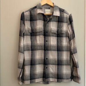 Black and White Plaid Flannel American Eagle Shirt